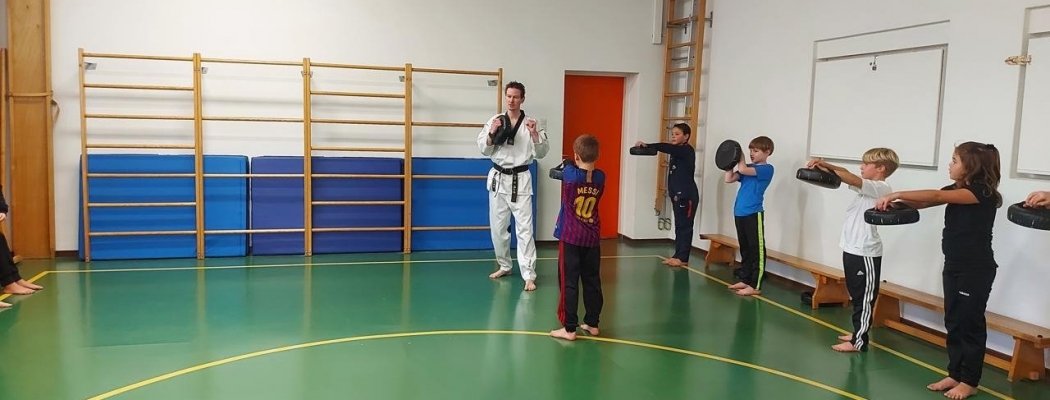 Horangi Taekwondo geeft les op Driehuisschool