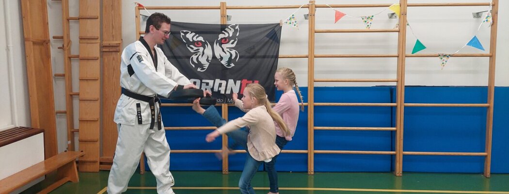 Taekwondolessen op Driehuisschool