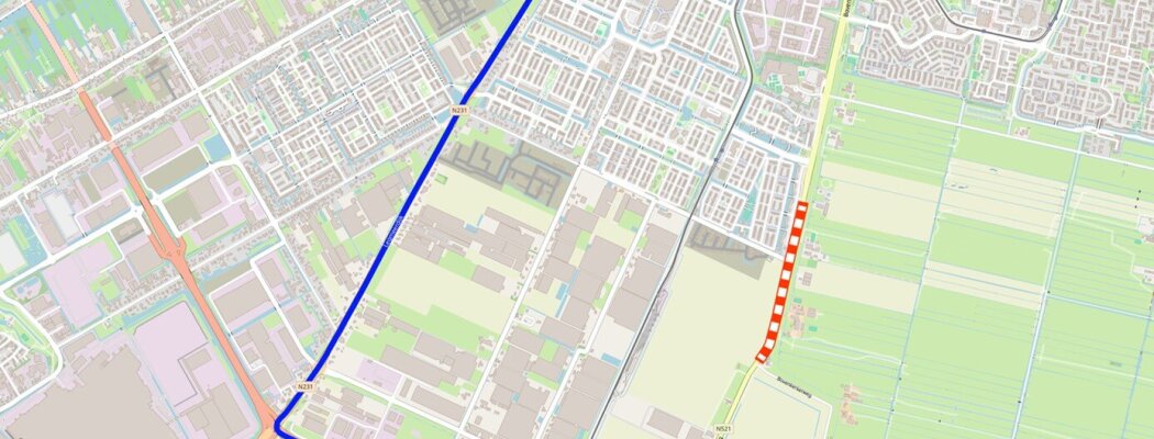 Onderhoudsweek op Bovenkerkerweg (N521): Amstelveen – Uithoorn afgesloten van 24 tot 28 november