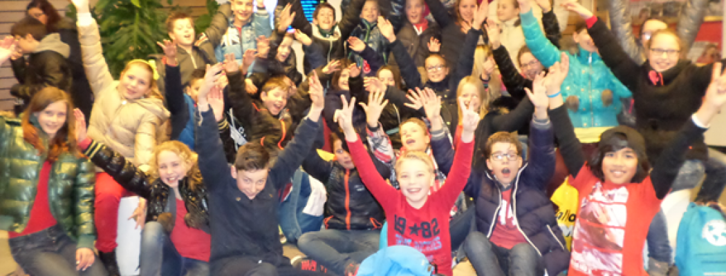 Groep 8 van de Prinses Beatrixschool bij de BZT-show