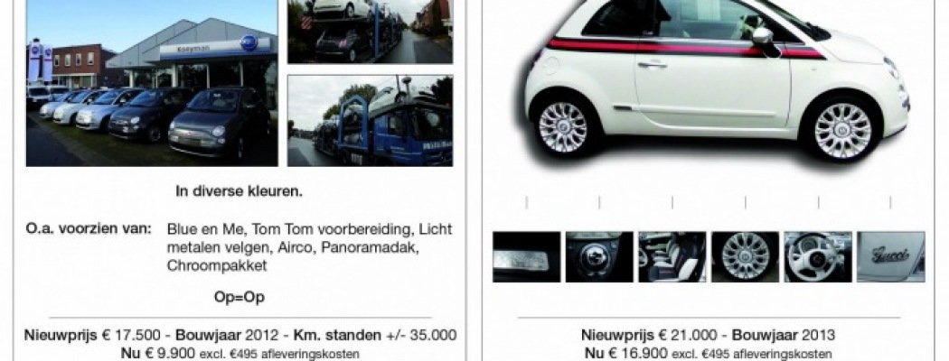 Groot aanbod 500's bij Fiat Kooyman in Vinkeveen