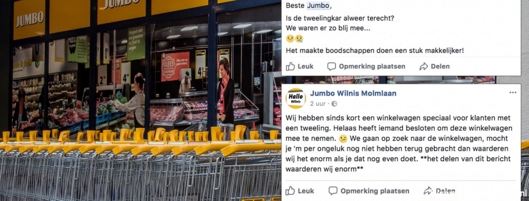 Tweelingenkarren ontvreemd bij Jumbo Vinkeveen en Wilnis