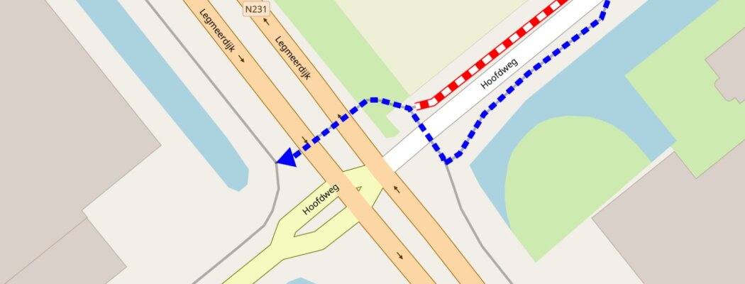 Onderhoud verkeerslichten kruising Legmeerdijk (N231) en Hoofdweg