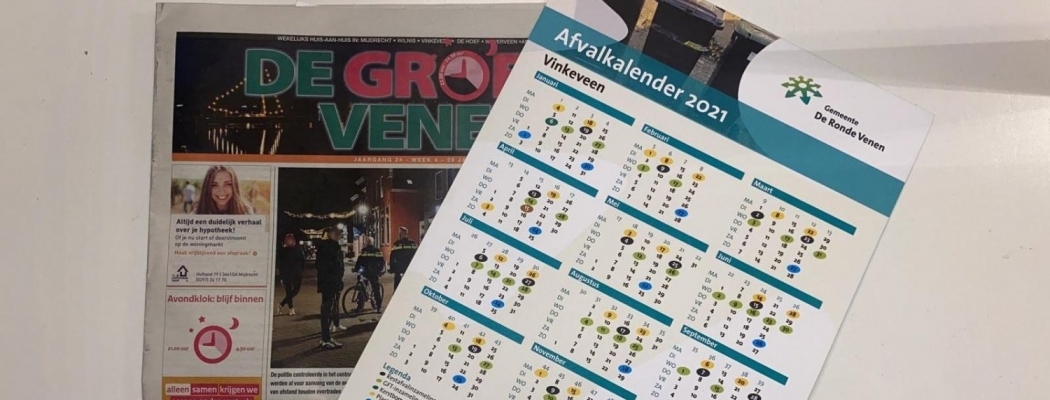 Afvalkalender Vinkeveen gewijzigd vanaf 1 februari